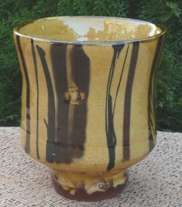 Philip Leach (b.1947) earthenware yunomi (3) with the Springfield Pottery seal and Philip's personal seal. Philip & his wife, Frannie, ran the Springfield Pottery from 1979 - 2019. The height is 10.7 cm (4.2 inches) and the maximum external diameter is 9.4 cm (3.7 inches). £65